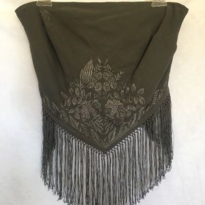 Strapless Top Anne Klein Fringe Floral appliq 10P